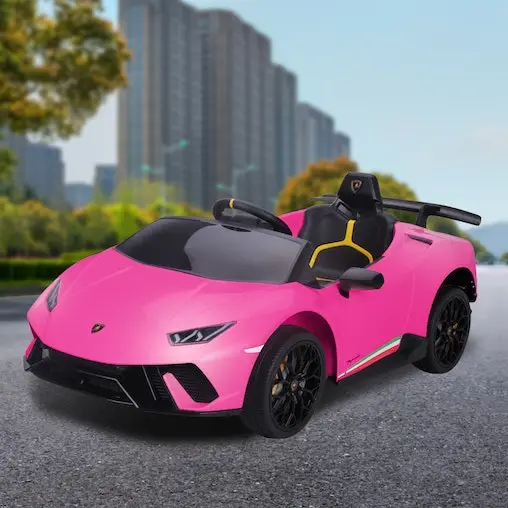 KlikA Lamborghini Performante Kids Electric Ride On Car Remote Control By Kahuna - Pink - Image 8