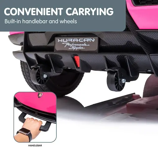 KlikA Lamborghini Performante Kids Electric Ride On Car Remote Control By Kahuna - Pink - Image 14