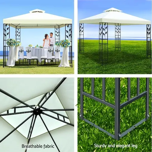 Instahut Gazebo Marquee Tent Wedding Gazebos White 3x3m - Image 5