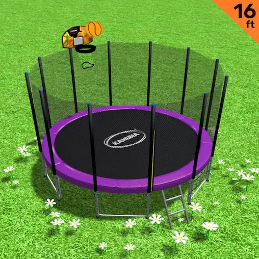 Kahuna Blizzard 16ft Trampoline With Basketball Purple - Image 2