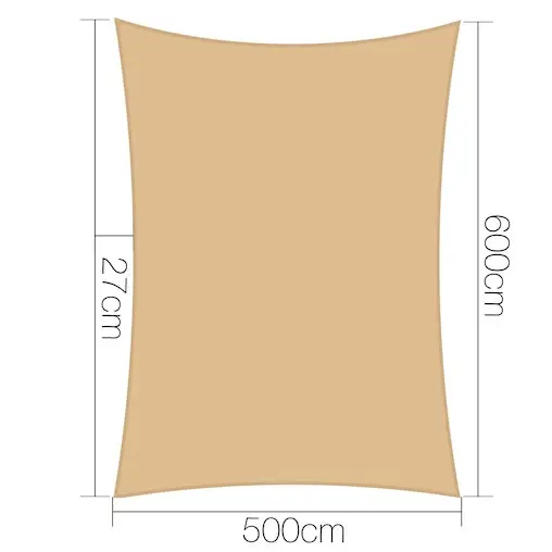 Instahut Sun Shade Sail Cloth Shadecloth Outdoor Canopy Rectangle 280gsm 5x6m Sand - Image 2