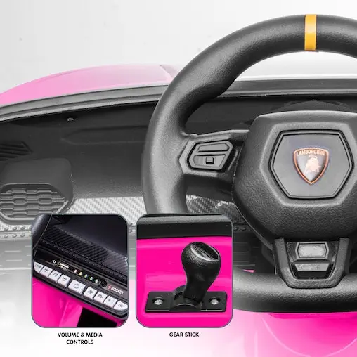 KlikA Lamborghini Performante Kids Electric Ride On Car Remote Control By Kahuna - Pink - Image 4