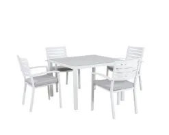 Boston 5 Piece Slatted Dining (White)
