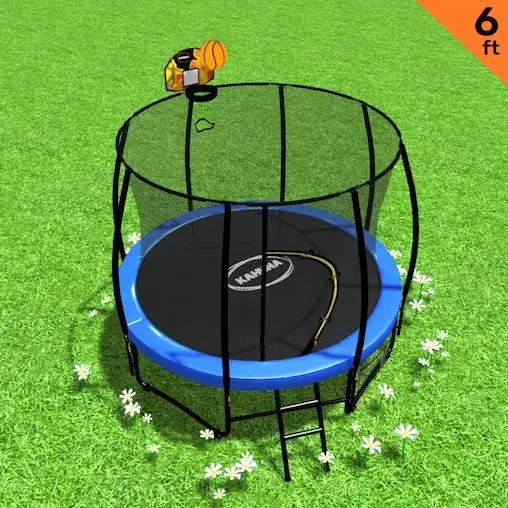 Trampoline Kahuna 6 Ft With Basketball Set - Blue - Image 2