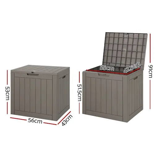 Gardeon Outdoor Lockable Storage Box 118L - Grey - Image 2