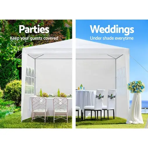 Instahut Gazebo 3x3 Outdoor Marquee Gazebos Wedding Camping Tent 4 Panel - Image 4