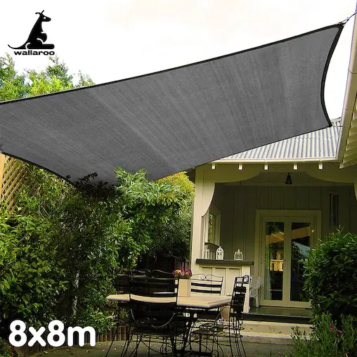 Wallaroo Outdoor Sun Shade Sail Canopy Grey Square 8 X 8M - Image 6