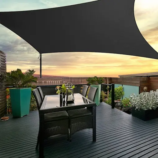Instahut Sun Shade Sail Cloth Shadecloth Outdoor Canopy Rectangle 280gsm 5x7m Black - Image 7