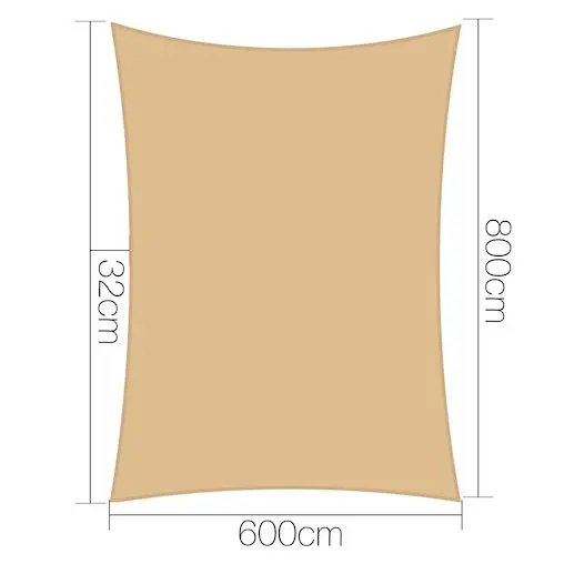Instahut Shade Sail Cloth Shadecloth Rectangle Heavy Duty Sand Sun Canopy 6x8m - Image 2