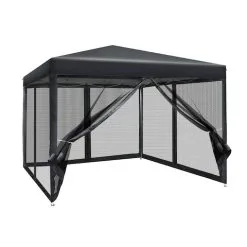 Instahut Gazebo Pop Up Marquee 3x3 Mesh Outdoor Gazebos Black