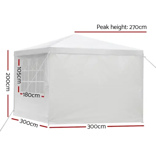 Instahut Gazebo 3x3 Outdoor Marquee Gazebos Wedding Camping Tent 4 Panel - Image 2