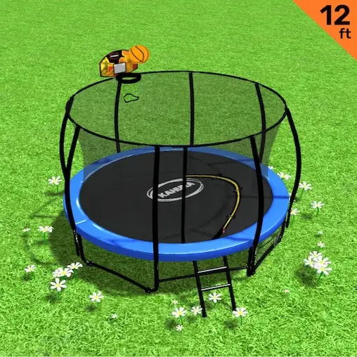 Trampoline Kahuna 12ft With Basketball Set - Blue - Image 2