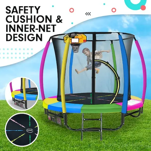 Kahuna Trampoline 8 Ft With Basketball Set - Rainbow - Image 4