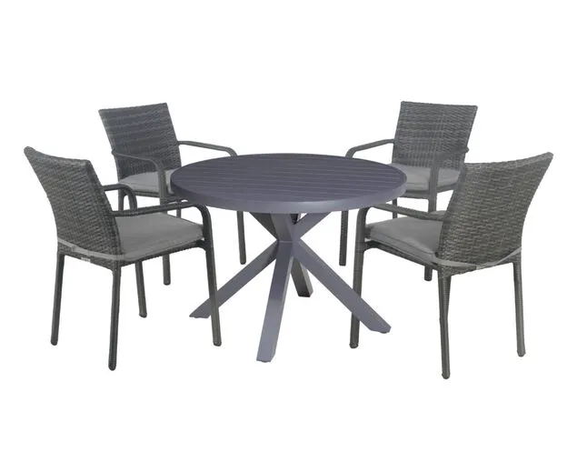 Larache-Jette 5 Piece Round Dining Setting