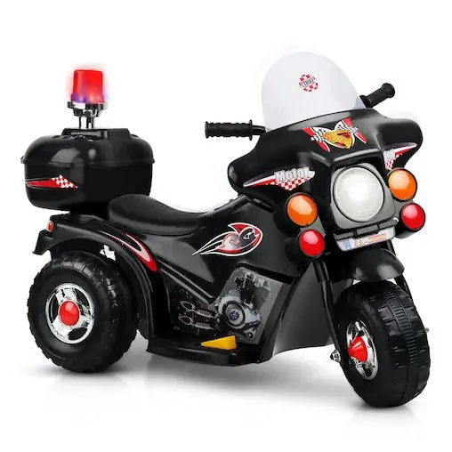 Kids Ride On Car Police Patrol Motorcycle Electric Motorbike Toy Bike Cars Battery Children Toys Black 6V For Boys Girls Rigo - Image 4