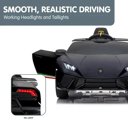 KlikA Lamborghini Performante Kids Electric Ride On Car Remote Control - Black - Image 7