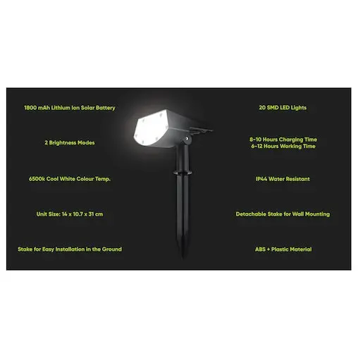 25th Hour 31cm 2in1 Solar Landscape Outdoor/Garden/Patio LED Light Adjustable - Image 10