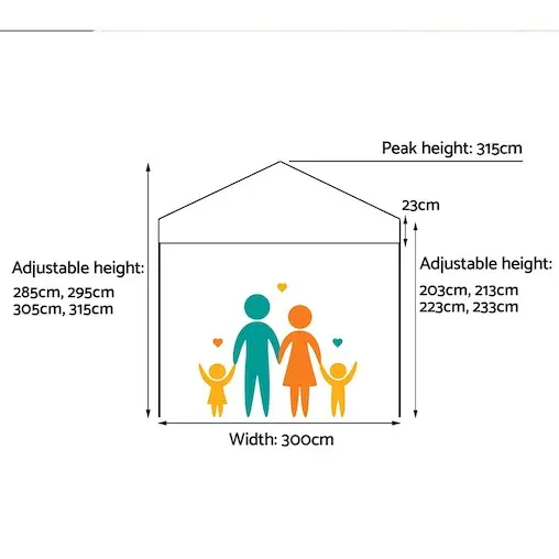 Instahut Gazebo Pop Up Marquee 3x3 Tent Folding Gazebos - Image 3