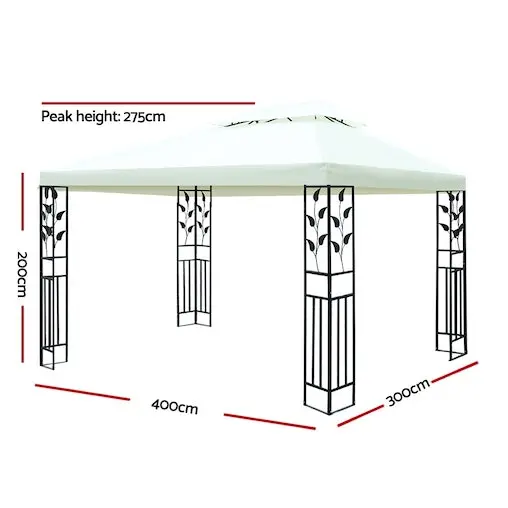 Instahut Gazebo Marquee Tent Wedding Gazebos White 4x3m - Image 2