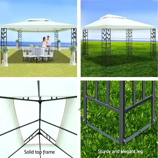 Instahut Gazebo Marquee Tent Wedding Gazebos White 4x3m - Image 5