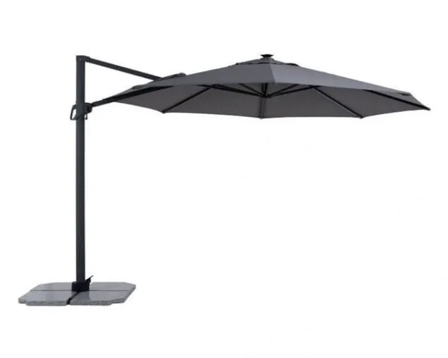 Rome 3.5m Octagonal Solar LED Cantilever Charcoal Umbrella