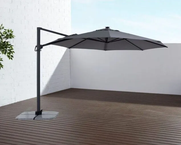 Rome 3.5m Octagonal Solar LED Cantilever Charcoal Umbrella - Image 2