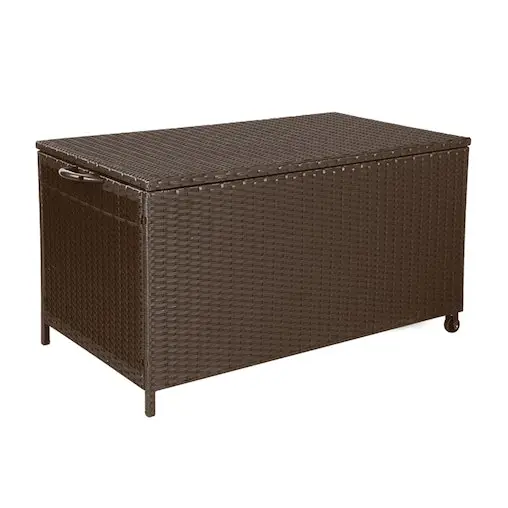 320L Garden Shed Outdoor Storage Box Bench Toy Tool Box Ottoman Wicker Brown Gardeon - Image 4