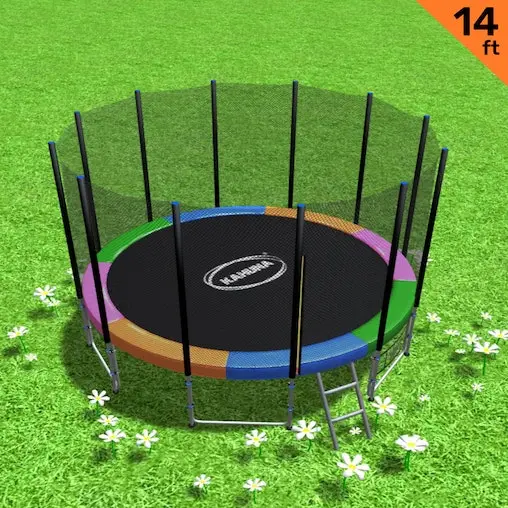 Kahuna Blizzard 14ft Trampoline With Net - Rainbow - Image 2