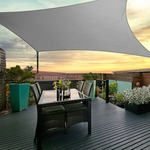 Instahut Sun Shade Sail Cloth Shadecloth Outdoor Canopy Rectangle 280gsm 5x6m Grey - Image 7