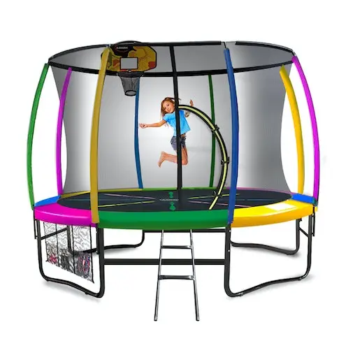 Kahuna Trampoline 8 Ft With Basketball Set - Rainbow