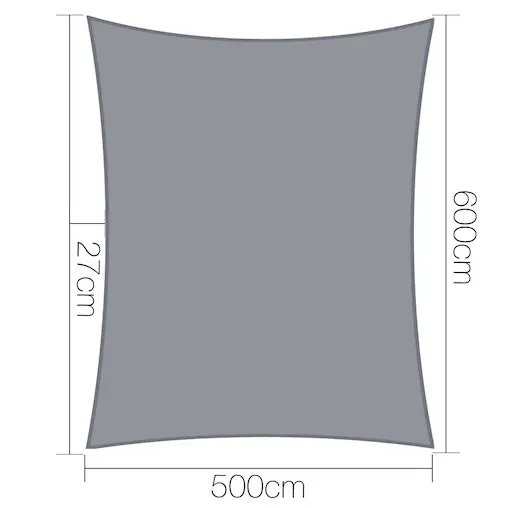 Instahut Sun Shade Sail Cloth Shadecloth Outdoor Canopy Rectangle 280gsm 5x6m Grey - Image 2