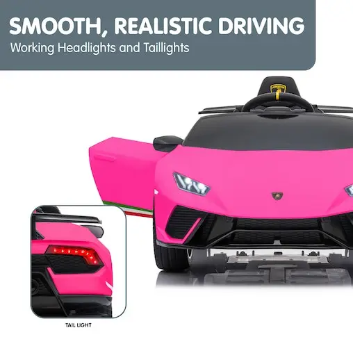 KlikA Lamborghini Performante Kids Electric Ride On Car Remote Control By Kahuna - Pink - Image 7