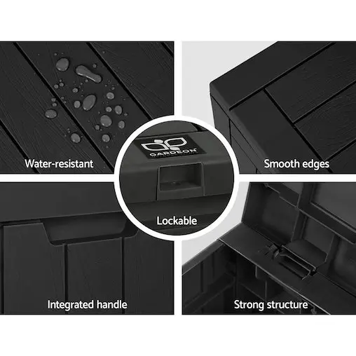 Gardeon Outdoor Lockable Storage Box 118L - Black - Image 5