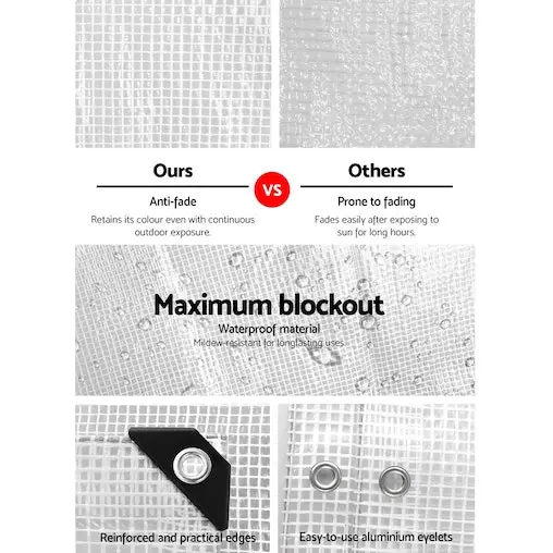 Instahut 9x12m Tarp Camping Tarps Poly Tarpaulin Heavy Duty Cover 135gsm Clear - Image 5