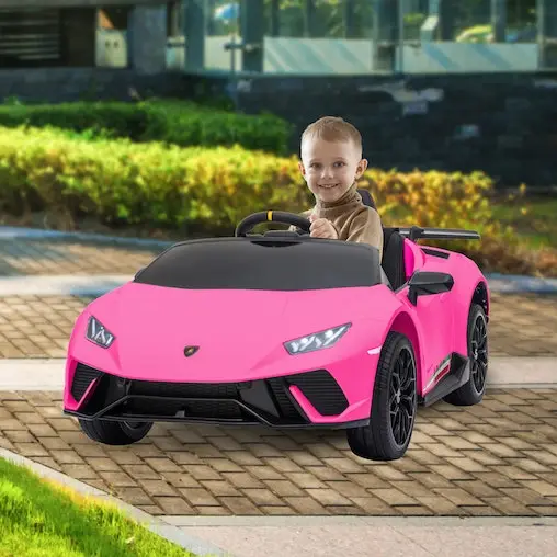 KlikA Lamborghini Performante Kids Electric Ride On Car Remote Control By Kahuna - Pink - Image 9
