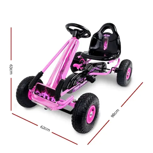 Rigo Kids Pedal Go Kart Car Ride On Toys Racing Bike Rubber Tyre Adjustable Seat Pink - Image 3
