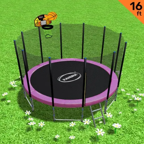 Kahuna Blizzard 16ft Trampoline With Basketball Pink - Image 5