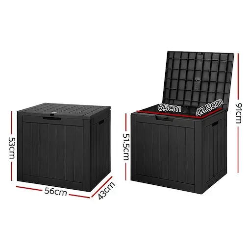 Gardeon Outdoor Lockable Storage Box 118L - Black - Image 2