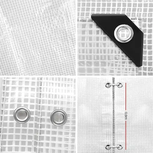 Instahut 9x12m Tarp Camping Tarps Poly Tarpaulin Heavy Duty Cover 135gsm Clear - Image 3