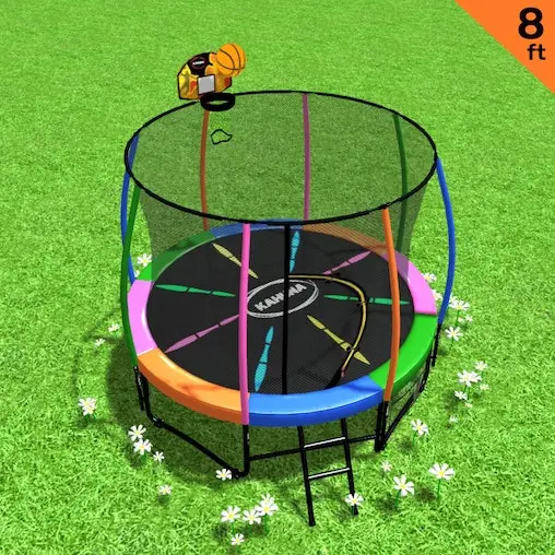 Kahuna Trampoline 8 Ft With Basketball Set - Rainbow - Image 2