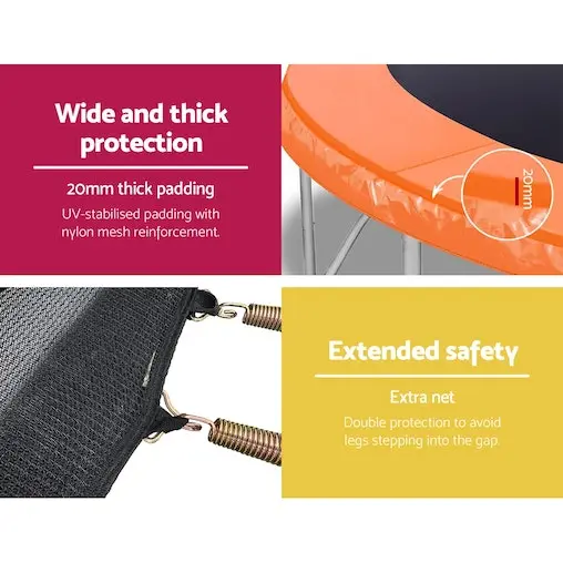 Everfit 8FT Trampoline Round Trampolines Kids Safety Net Enclosure Pad Outdoor Gift Multi-coloured - Image 5