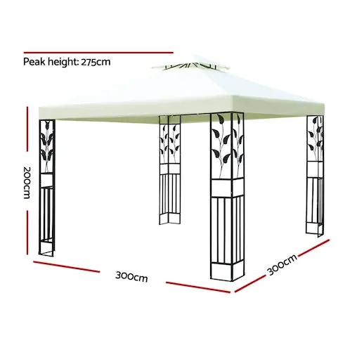 Instahut Gazebo Marquee Tent Wedding Gazebos White 3x3m - Image 2