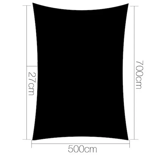 Instahut Sun Shade Sail Cloth Shadecloth Outdoor Canopy Rectangle 280gsm 5x7m Black - Image 2