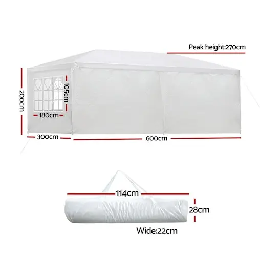 Instahut Gazebo Marquee Outdoor Wedding Gazebos Tent 3x6m - Image 2
