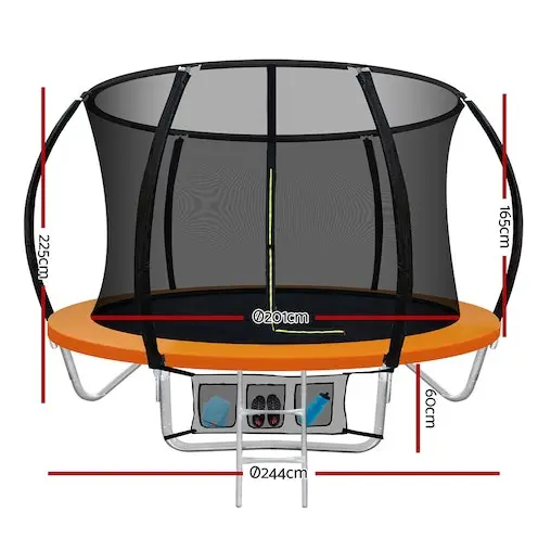 Everfit 8FT Trampoline Round Trampolines Kids Safety Net Enclosure Pad Outdoor Gift Multi-coloured - Image 3