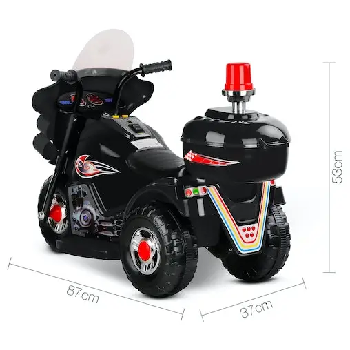 Kids Ride On Car Police Patrol Motorcycle Electric Motorbike Toy Bike Cars Battery Children Toys Black 6V For Boys Girls Rigo - Image 3