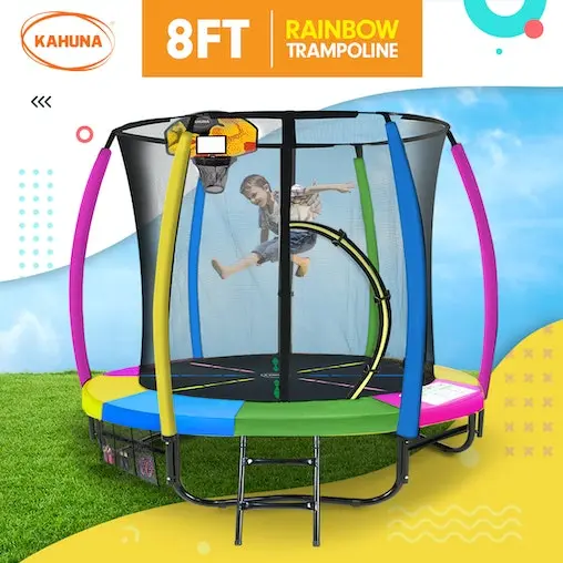 Kahuna Trampoline 8 Ft With Basketball Set - Rainbow - Image 3