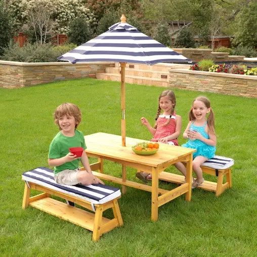 KidKraft Kids Picnic Table & Bench With & Umbrella - Image 2