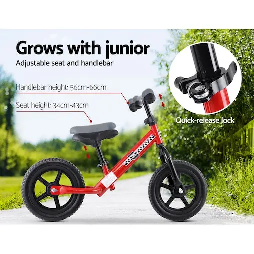 Rigo Kids Balance Bike Ride On Toys Push Bicycle Wheels Toddler Baby 12" Bikes Red - Image 6