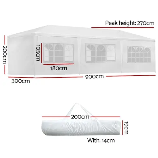 Instahut Gazebo 3x6 Outdoor Marquee Gazebos Wedding Camping Tent 8 Panel - Image 2